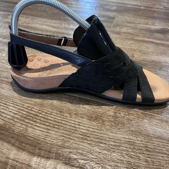 Vionic Eira Sandals Women's Black 8.5 Strappy Woven Pebble Leather Comfortable - Picture 6 of 14